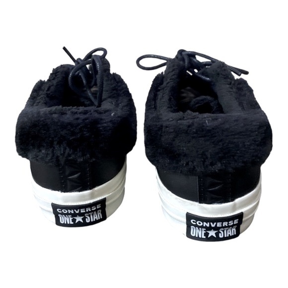 Leather Converse One Star Platform Shearling Collar Women’s 6 1/2 Black Go… - Picture 6 of 9